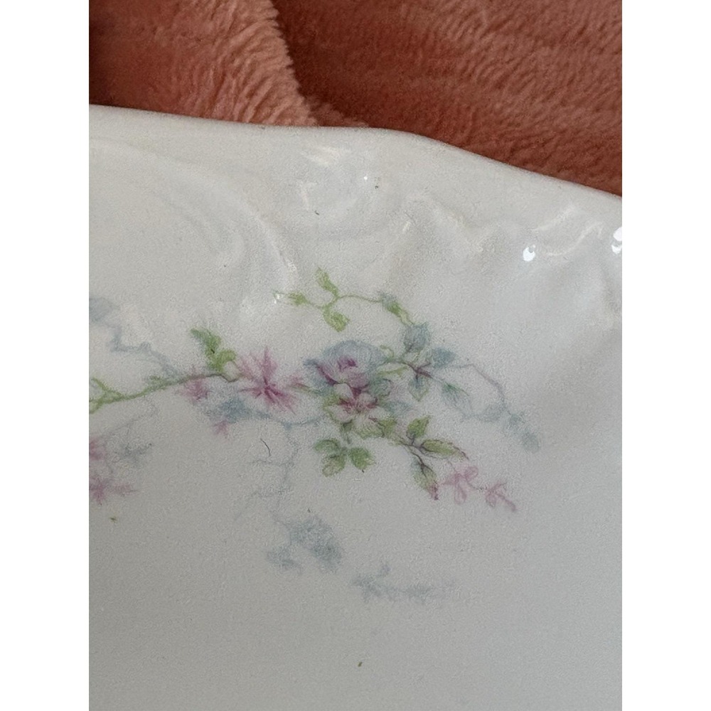 Theodore Haviland Limoges SCHLEIGER Blue Pink Floral Round Serving Dish Bowl